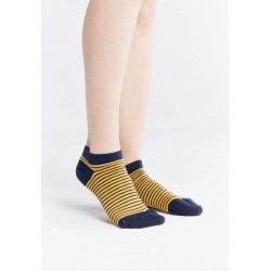 Leela Cotton sneakersokken unisex indigo/senfgelb