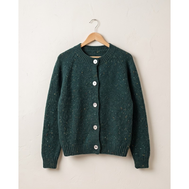 Fisherman Cardigan Scots Pine 100% Merino Wool Scots Pine 250
