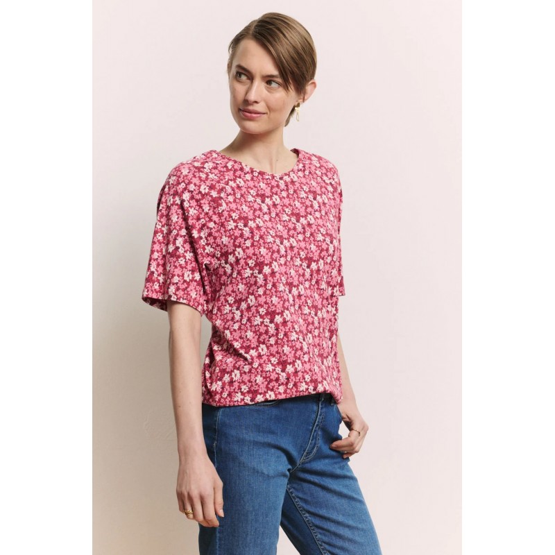 Tranquillo Tunic Ellsaa red wildflowers O C GOTS Red Wildflowers