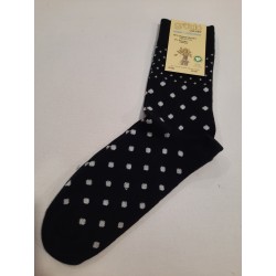 Grödo Damensocke mit Punkten Schwarz-Okoweiss