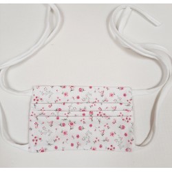 't Collectief Mondmasker bio touwtjes wit met roze bloempjes