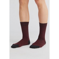Albero Natur Lange sokken Kersrood-zwart