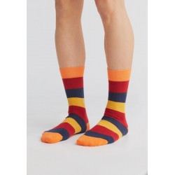 Albero Natur Lange sokken Oranje-Kersrood-Indigo