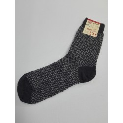 Hirsch Natur feine Jaquard Socke grau/schwarz