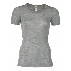 Engel Shirt Short Sleeved, fine rib light grey mélange