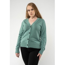 Melawear Basic V-Neck Fine-Knit Cardigan SURINA turquoise