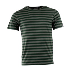 Munoman T-shirt Theo stripes green bamboo