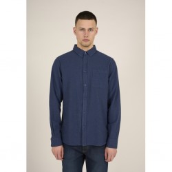 Knowledge Melangé flannel custom fit shirt Estate Blue
