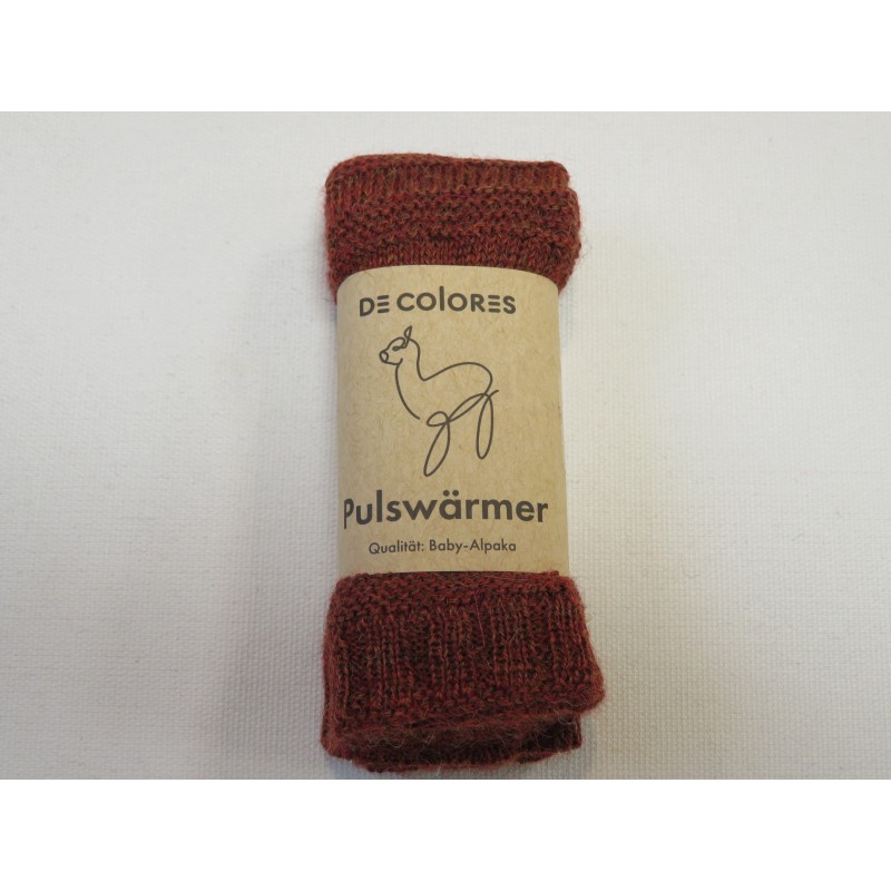 De Colores Pulswärmer 100% Baby-Alpaca rotbraun mel.