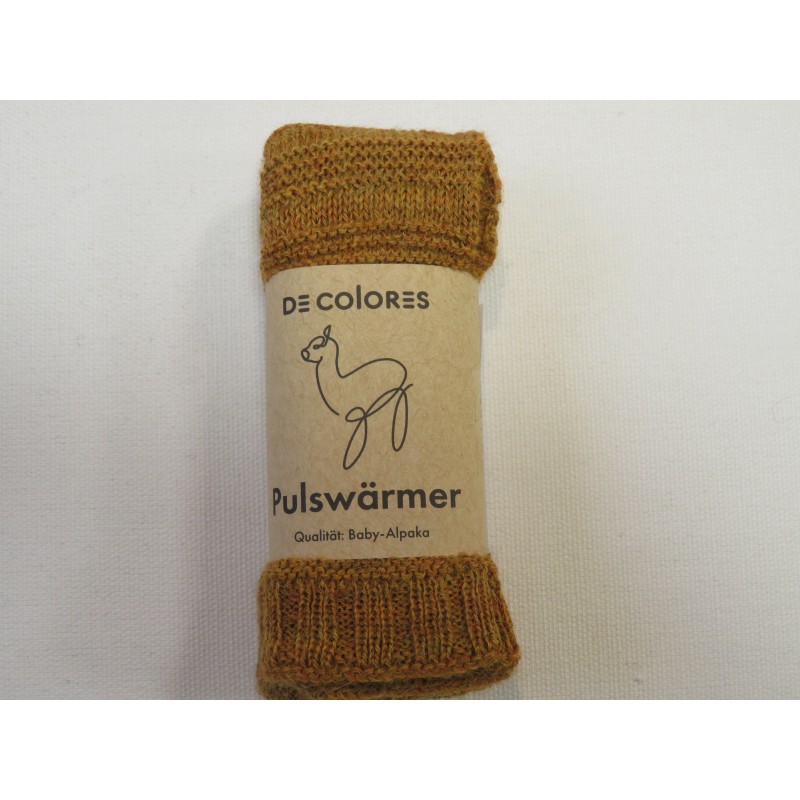 De Colores Pulswärmer 100% Baby-Alpaka senfgelb melange