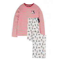 Frugi Comet Pyjamas Red Stripe/Penguin Play