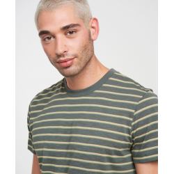 Recolution T-shirt Cacao Stripes eukalyptus
