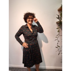 Lalamour Collar dress Marilyn interwoven green aubergine