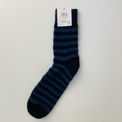 Hirsch Natur Socke Wolle Geringelt marine/jeans