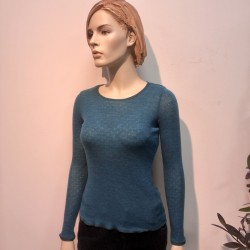 Jalfe Shirt wool eyelet melange turquoise