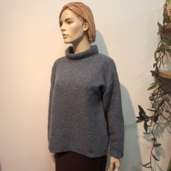 Fisherman Boxy Mock Neck Sweater Blue Smoke