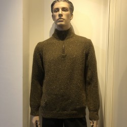 Fisherman Half Zip Neck Sweater Olive