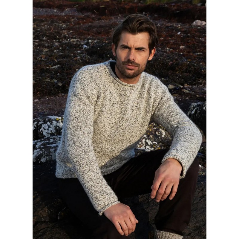 Fisherman Herentruii 80% wool 20% aplaca spun in Donegal Marble 01