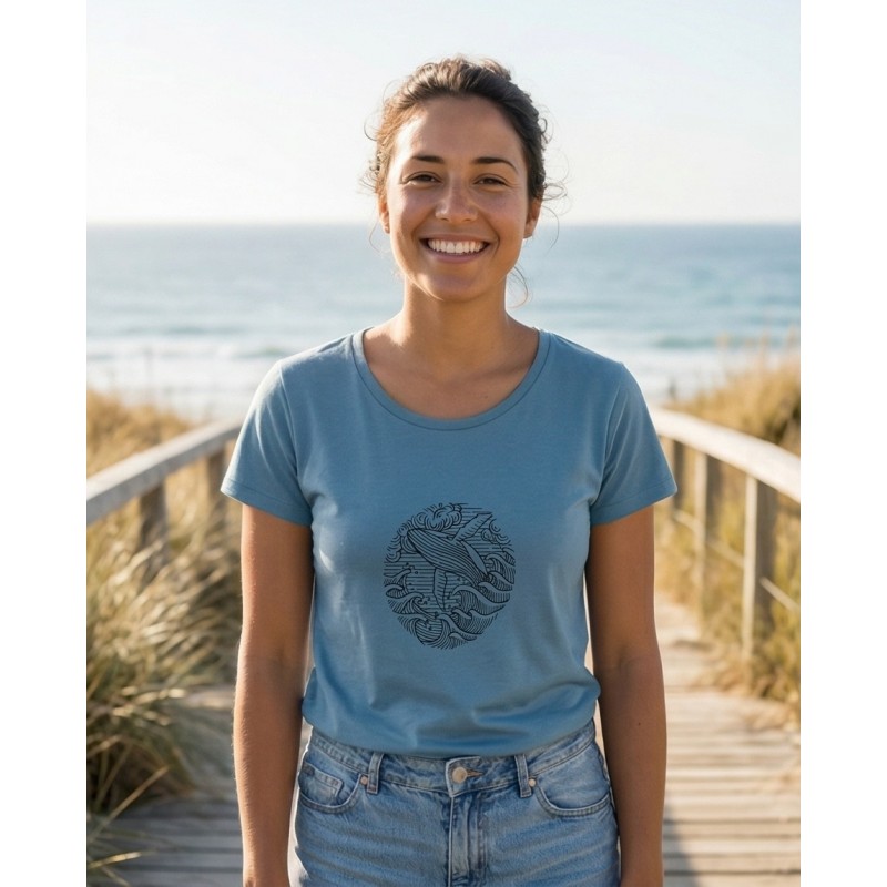 Greenbomb Whale Action(Loves T-Shirt GOTS) Glacier Blue Glacier Blue